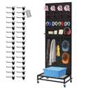 NectaCol Metal Pegboard Display Stand with Baseplate, Two Separately Pegboard Panels, 2'x 5' Standing Pegboard Display with Four Wheels, Peg Board Display Rack, Extra 30 Pieces Hooks (Black)