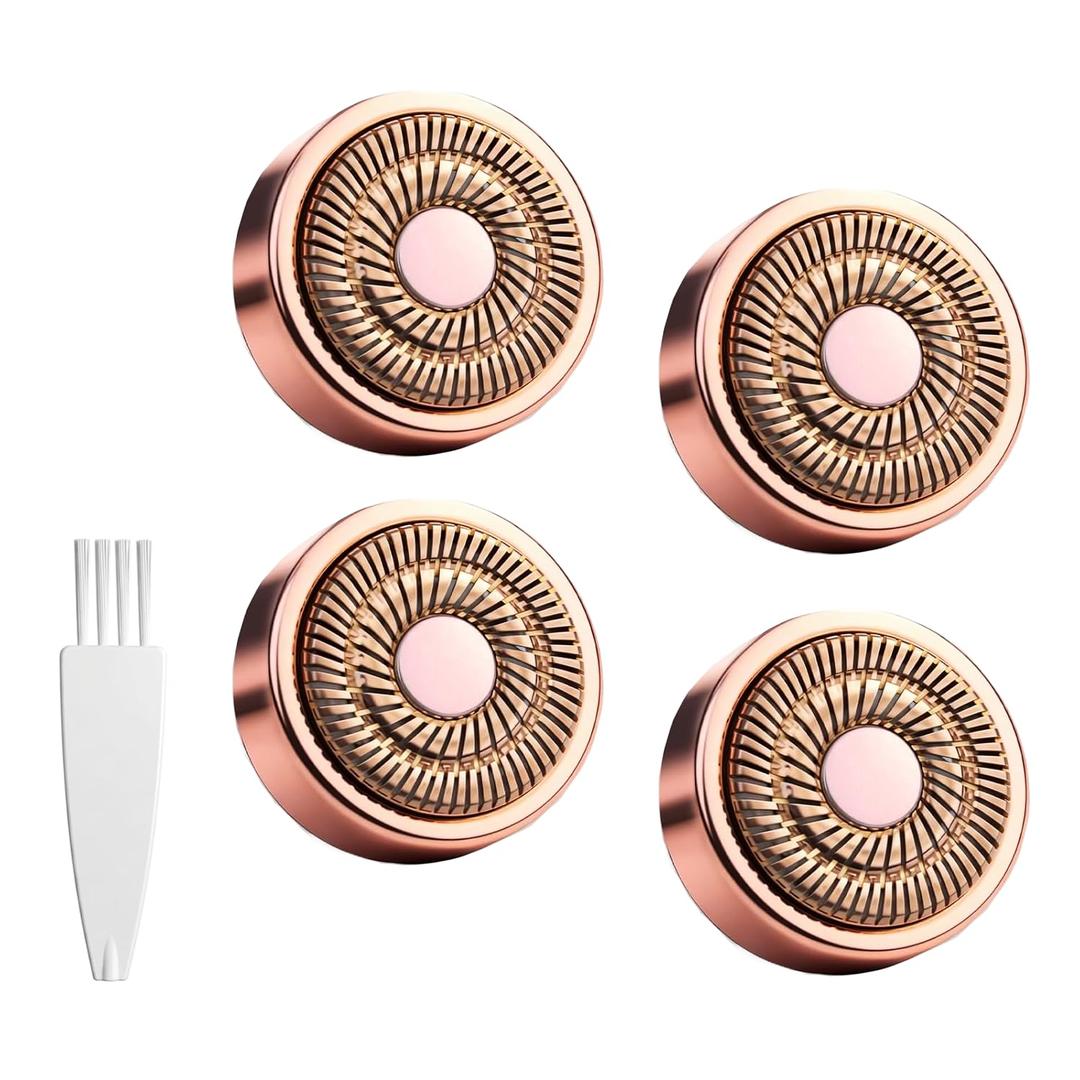 4 Packs Replacement Heads Compatible with Finishing Touch Flawless Gen 2 Facial Hair Remover, Rose Gold Replacement Blades for Womens Facial Hair Removal Device