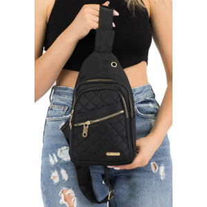 Diamond Quilted Polyester Shoulder Sling Bag