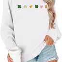 St Patricks Day Sweatshirt Women Shamrock Embroidery Sweatshirts St Patricks Day Shirt Casual Lucky Patch Pullover Tops, XL