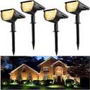JIOR Solar Landscape SpotLights Outdoor 32 LED IP65 Waterproof Solar Powered Wall Lights 2-in-1 Adjustable Wireless Lights for Garden Yard Driveway Walkway Pool Patio 4 Pack (Warm White)