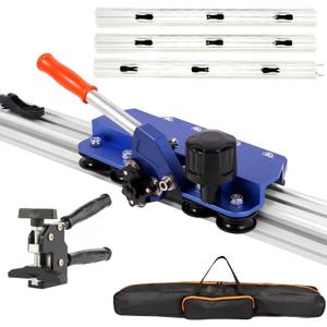 110" Professional Large Format Manual Tile Cutter with Built-in Suction Cups & Tile Pliers, 3 Push Knives – Cuts Porcelain, Ceramic & Stone Tiles up to 4.7" Thick (Blue)