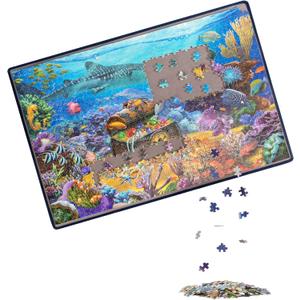 Becko US Jigsaw Puzzle Board Portable Puzzle Mat for Puzzles Storage Saver, Non-Slip Surface, Up to 1000 Pieces (Gray)