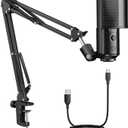 FIFINE USB Podcast Microphone, PC Computer Condenser Microphone Plug & Play Mic Kit with Boom Arm Stand, 16MM Large Diaphragm, Mute Button for Recording Singing Streaming YouTube Gaming-T669PRO1