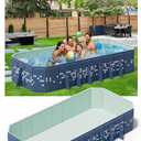 122" Extra Large Non-Inflatable Swimming Pool for family,Foldable Pools with 14 triangle Bracket,Hard plastic shell Adult Collapsible Pool,Portable Folding Pools for Backyard 122*65*20in (Blue star)