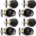 Probrico Flat Black Entry Door Knobs and Single Cylinder Deadbolt Lock Combo Set, Exterior Lockset, Keyed Alike, Set of 4