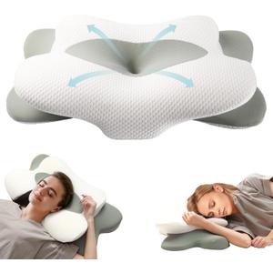 Cervical Neck Pillow for Sleeping, Ergonomic Side Sleeper Pillow for Neck Support, Premium Memory Foam Pillows, Contour Pillow Orthopedic Pillow for Side Back Stomach Sleepers (Mint Green)