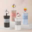 Cute Christmas Straw Covers 6 Pcs - Santa Claus, Elk, Snowman Designs - Reusable Silicone Straw Lids Protectors - Holiday Party Cup Decorations