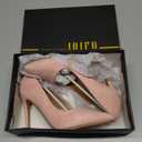 IDIFU Women's IN4 Classic Pointed Toe High Heels Pumps Wedding Dress Office Shoes (Pink Suede, 7 B(M) US)