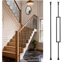 WICHEMI 32 Pack Balusters for Staircase Interior, 44" x1/2" Wrought Iron Stair Balusters Indoor Hollow 16 Single Rectangle 16 Straight with 64 Fixed Swivel Shoes