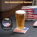 American Flag Coasters Set of 6, Modern Coaster Decor, Outdoor Patio Table Heat Insulation Resin Drink Home Cup Mat Decorations for Coffee Desk Tabletop Themed Gifts