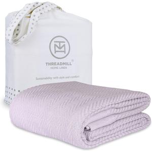 Threadmill Luxury Cotton Blankets for King Size Bed | All-Season Cozy 100% Cotton King Size Blanket | Herringbone Soft Fall Thermal Blanket fits California King Size Bed, 106x92 
