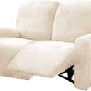 ULTICOR Reclining Love Seat Slipcover, 48" - 65" L, 6-Piece Velvet Stretch Loveseat Reclining Sofa Covers, 2 seat Love seat Recliner Cover, Thick, Soft, Washable (Ivory)