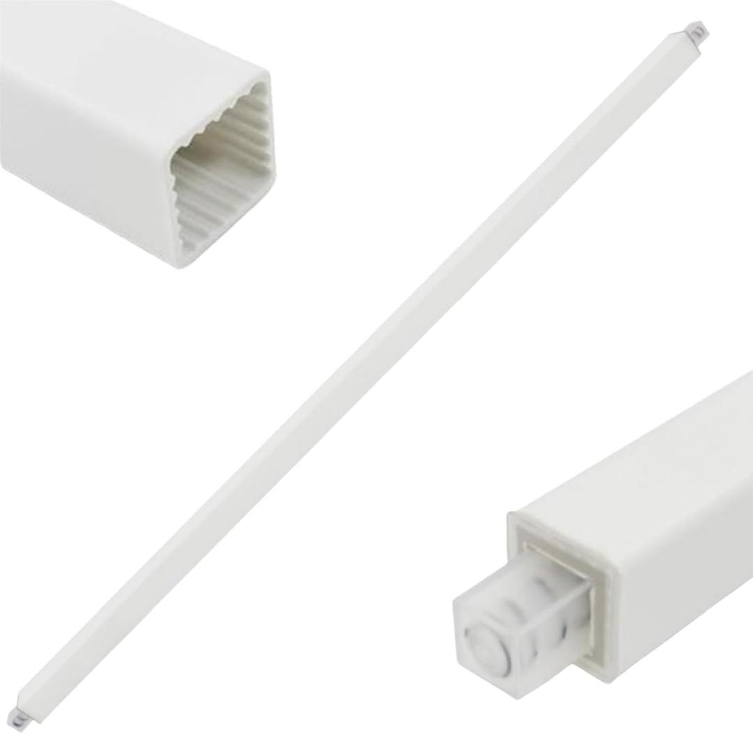 IWIWE 24 Inch Towel Bar Replacement Rod for Ceramic Holder - Spring Loaded Adjustable Square Plastic Towel Rod for Bathroom and Kitchen Porcelain Holders (White Reliable Plastic)