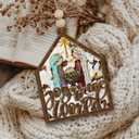 2 x Nativity Christmas Ornament 2025  Joy to The World Wooden Holiday Decoration with Holy Family & Star of Bethlehem Ornament  Rustic Christian Christmas Tree Ornament & Faith Gift