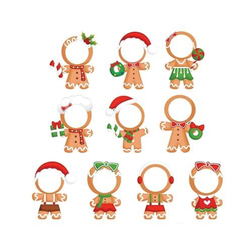 50Pcs Christmas DIY Paper Cutouts Gingerbread Man Xmas Cut-Outs Winter Gingerbread Photo Cut Outs Xmas Bulletin Board Decoration with 100 Pcs Glue Points for Party Classroom Home Photo Crafts
