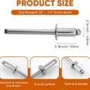 ALLCLEAN 100 Pcs 3/16"x3/8" Stainless Steel Blind Pro Rivets,4.8 x 10mm Pop Rivets,Stainless Steel Grip and Stainless Steel Mandrel