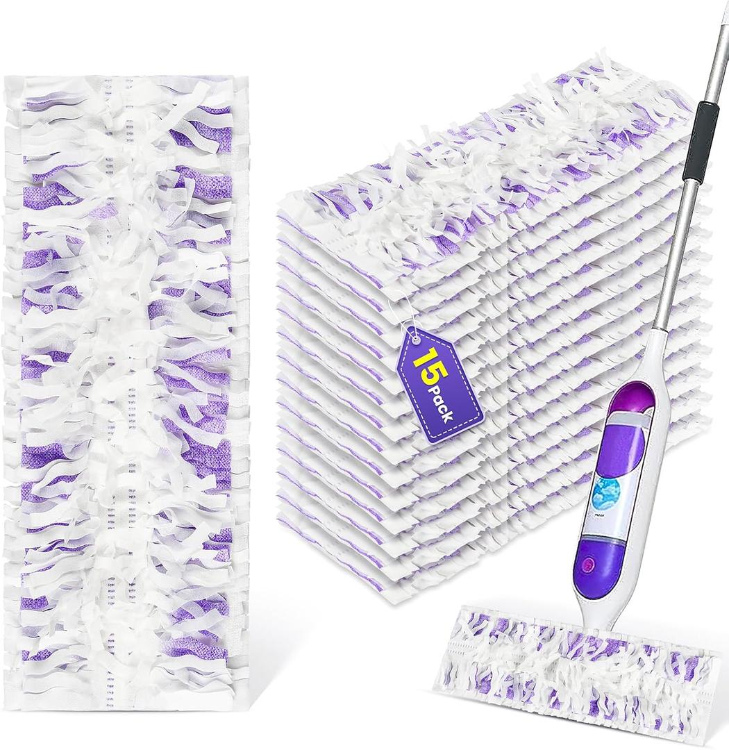 15 Count Disposable Power Mop Refills for PowerMop Multi-Surface Mop, Spray Cleaning Repalcement Pads