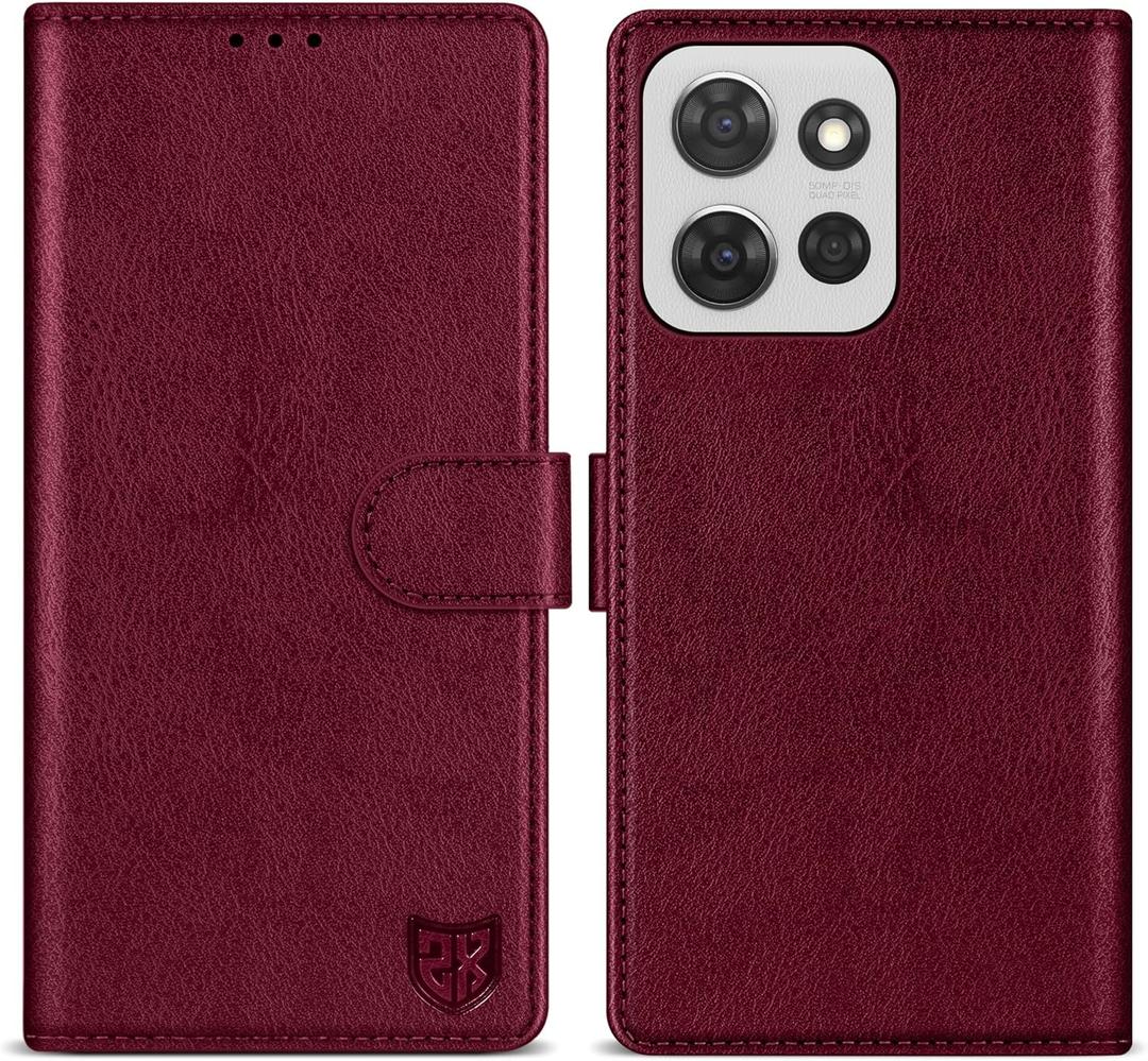 ZZXX for Motorola Moto G Power 5G 2025 Wallet Case with [RFID Blocking] Card Slot Kickstand Magnetic PU Leather Flip Fold Protective Phone Case for Moto G Power 5G 2025 Case Wallet(Wine Red-6.8 inch)