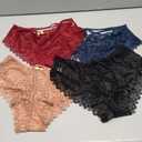 Kingfung Sexy Cheeky Panties for Women Lace Criss Cross Bikini Underwear 4 Pack, Medium