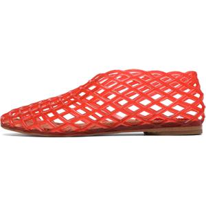 Jelly Mesh Ballet Flats - Comfortable Clear Jelly Shoes, Adult Women's Closed Toe Flats Sandals (Size 8, Red)