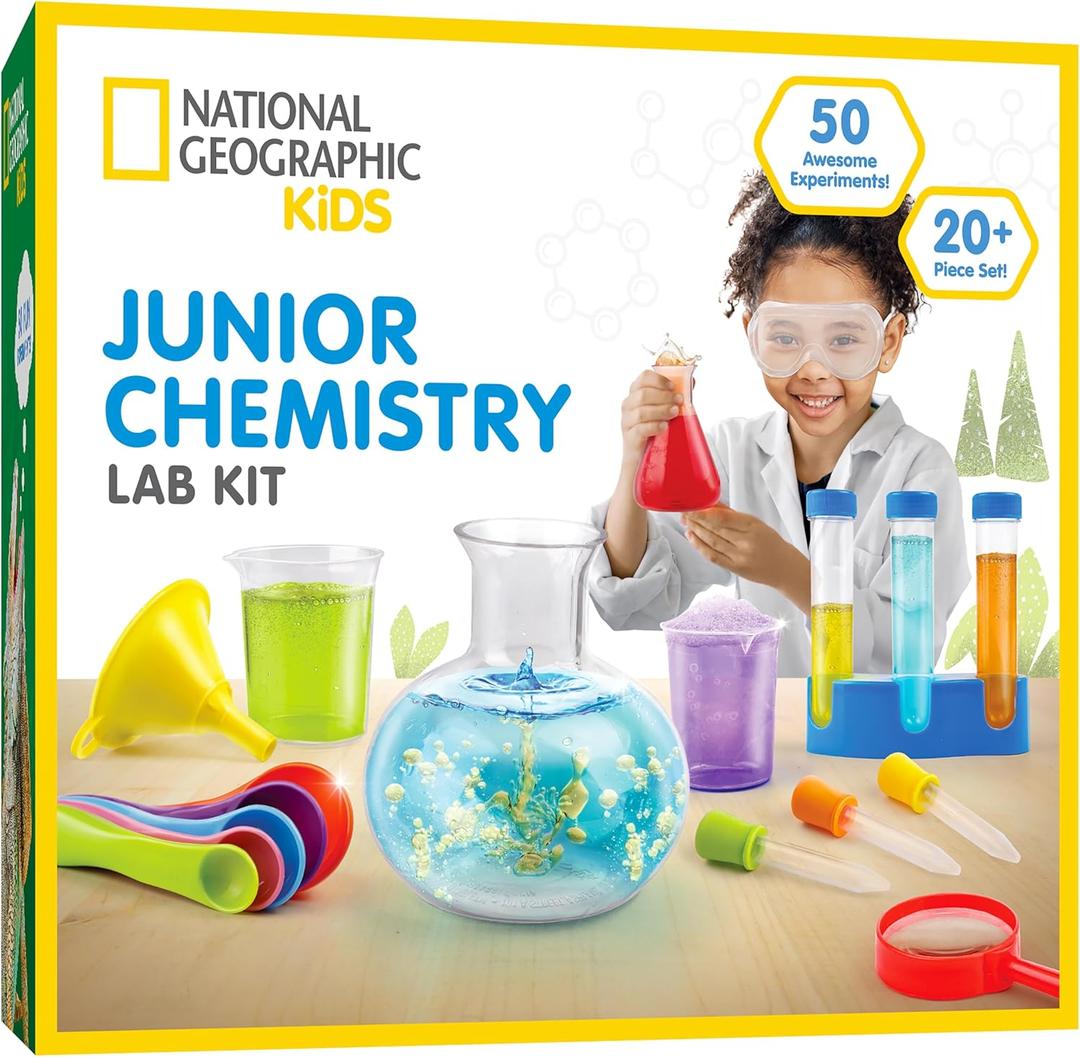 National Geographic Junior Chemistry Set - Complete Early Learning Lab Kit with 50 Science Experiments for Kids and 20+ Lab Tools, Chemistry Set, Science Experiments for Kids 4-6