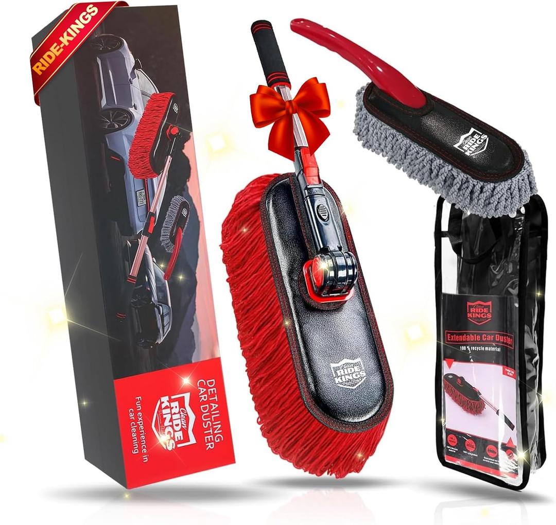 Car Duster Exterior Scratch Free, Extendable Handle, Detail Brush Kit for Vehicles, Wax Cotton Fabric, Waterless Wash TreatmentsCar Care EquipmentGifts for Men Women