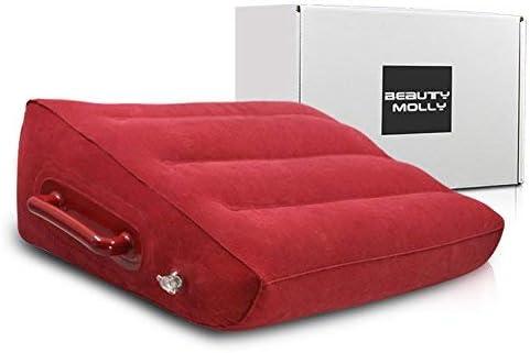 Wedge Shape Inflatable Pillow Portable Pack Sack with Handles Compressible Travel Pillow for Camping, Backpacking, Office, Road Trips, Home, Red