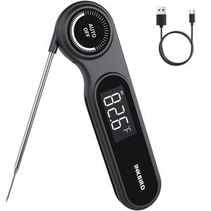 0.5 Seconds Rechargeable Instant Read Meat Thermometer for Cooking, INKBIRD Digital Food Thermometer with VA LCD Screen -58.0~572 Waterproof Kitchen Thermometer with Magnet, Candy Grill BBQ Frying