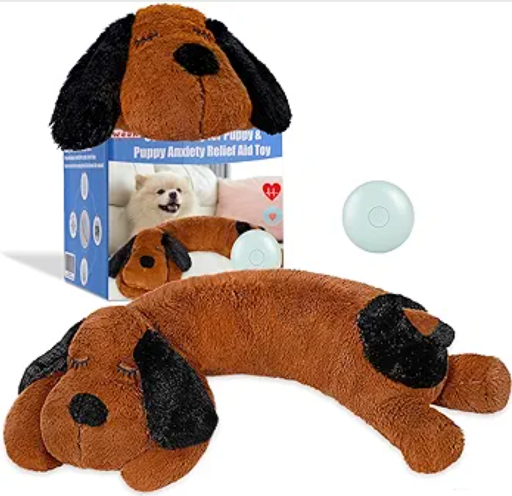 Puppy Heartbeat Toy for Separation Anxiety Relief, Heartbeat Stuffed Animal Anxiety Calming Behavioral Aid Plush Toy for Dogs Cats Pets