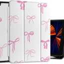 DONGKE Case Compatible with iPad 10.2 Inch 2021 2020 2019 iPad 9th/8th/7th Generation with Pencil Holder, Slim Stand Protective Case with Soft TPU Back, Auto Sleep/Wake Cover, Pink Bows