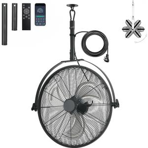 AHAWILL 22.8" Gazebo Patio Outdoor Fan - 360 Rotatable Fixed Angle, Plug-in, 6 Speeds, Timer & Reversible, 2-in-1 Hanging/Standing for Tool Room,Garage.