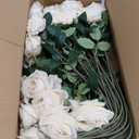 50 PCS Fake Champagne Roses, Artificial Flowers Bulk Realistic Silk Faux Rose with Stems for Wedding Decorations, Bridal Bouquets, Mother's Day Thanksgiving DIY Floral and Home Decor