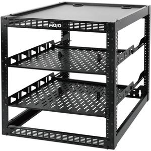 Tecmojo 12U Open Frame Network Rack for IT & AV Gear, AV Rack Floor Standing or Wall Mounted,with 2 PCS 1U Rack Shelves & Mounting Hardware,Network Rack for 19" Networking,Audio and Video Device, Black