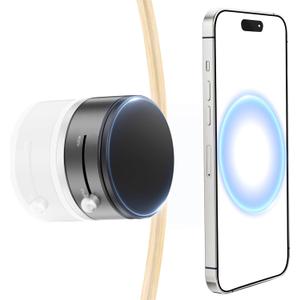 Pop-tech Magnetic Vacuum Suction Mirror Phone Holder (Smooth Mirror Surface Only), Gym Bathroom Kitchen Shower Phone Mount for Magsafe iPhone Android Makeup, Selfies, Videos