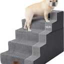 EHEYCIGA Dog Stairs for Bed 22.5" H, 5-Step Extra Wide Dog Steps, Grey