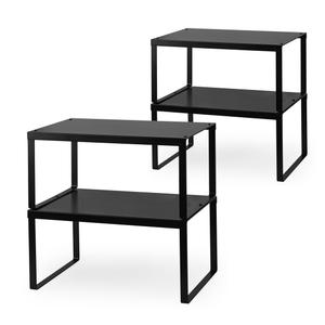 Nxconsu 4Pack Cabinet Shelf Expandable Stackable Organizer Riser for Kitchen Cabinet Pantry Cupboard Under Sink Countertop Organization Accessories Storage Space Saver Multi-Function Metal Black
