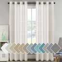 H.VERSAILTEX Curtains 96 inches Long Linen Curtains/Natural Linen Blended Sheer Curtain/Panels/Drapes for Living Room, Home Decorative Privacy Window Treatment Nickel Grommets, Natural