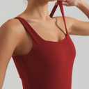 Womens Sports Bra  Workout Crop Tank Tops for WomenSleeveless Square Neck Padded Bras with Built in Bra (Red, M)