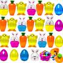 24 Pack Easter Fillable Containers Plastic Bunny Chick Carrot Shaped Treat Box Colorful Diamond Egg Novelty Easter Hunt Basket Stuffers Filler Shell for Classroom Prize Spring Party Favor