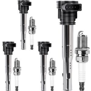 Ignition Coil Pack and Iridium Spark Plugs Set of 4 Compatible with Audi A4 2005-2016/A5 2010-2014/Audi A3 2006-2013/A6, Q3 & Volkswagen Jetta 2006-2013/Tiguan 2009-2017 & More, Replace OE# UF575+2667