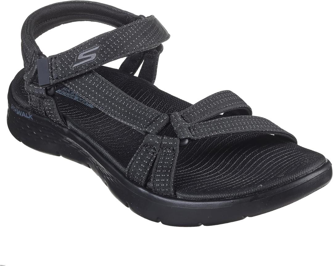 SKECHERS Women's GO Walk Flex Sandal - Illuminate Hands Free Slip-ins Fisherman (10, Black/Black)