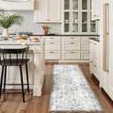 jinchan Kalen Runner Rug 2x6 Washable Hallway Rug Vintage Indoor Thin Retro Floor Cover Distressed Floral Country Lightweight Non Slip Carpet for Entryway Bathroom Kitchen Bedroom Living Room Blue