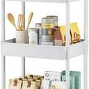 EZ COZY 3 Tier Rolling Cart, Plastic Diaper Cart Organizer with Wheels, Roller Cart for Diapers, Baby Nursery, Kitchen, Bathroom, Living Room and Bedside, White