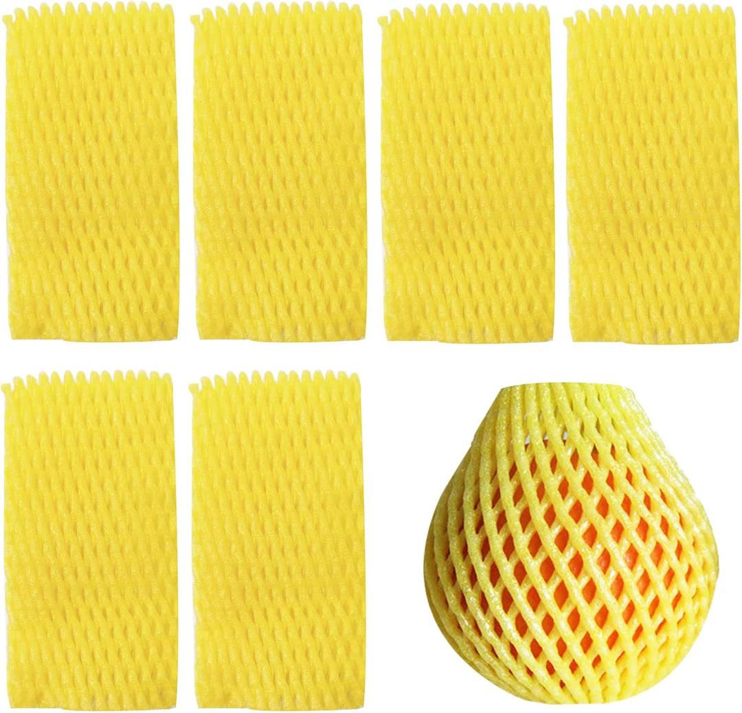 50 Pieces Fruit Protection Mesh Bags Foam Mesh Keep Fruit Safe Mesh Sleeves for Large Supermarkets, Fruit Shops, Yellow