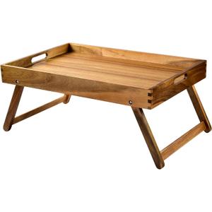 Extra Large Folding Bed Tray Table, 22 x 14 Acacia Wood Breakfast Tray, Food Serving Tray with Legs for Eating in Bed