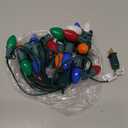 C7 LED Christmas Lights, 25FT Vintage String Lights with 27 Multicolor LED Bulbs, Hanging Vintage Christmas Lights for Christmas Outdoor Patio Party Garden Decorations- Green Wire