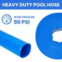 1.5 IN x 100 FT Pool Backwash Hose - Heavy Duty Reinforced Flat PVC Sump Pump Hose for Swimming Pools Pump Discharge & Filter Drainage,Weather and Burst Resistant with Clamp (Blue)