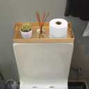 MAONAME Gold Vanity Tray, Plastic Decorative Tray, Rectangular Trays with Handles, Narrow Bathroom Trays for Toilet Tank, 13.8" X 6" X 1.57"