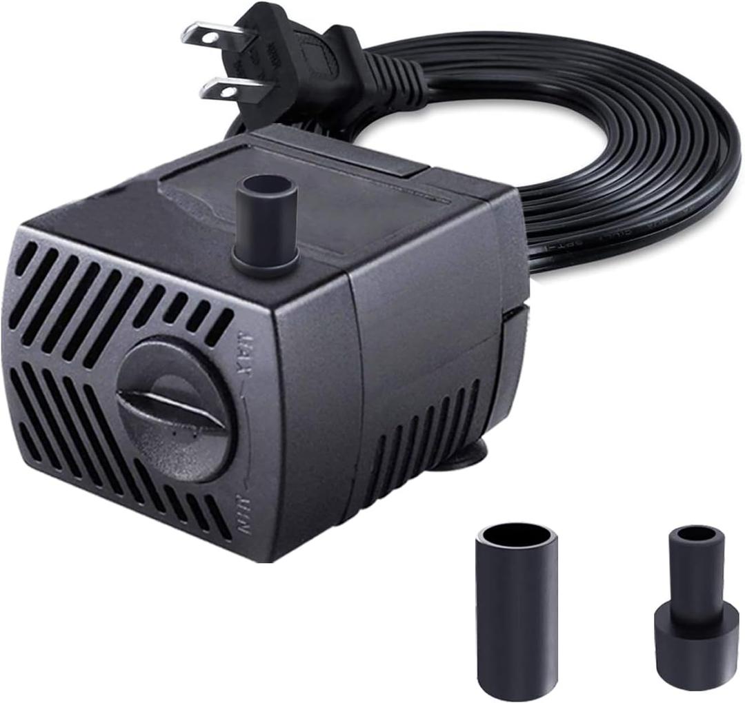 3 x 90 GPH (350L/H) Mini Submersible Pump, 4W Small Fountain Pump for Aquariums, Tabletop Fountains, Pet Waterers & Indoor/Outdoor Water Features (90GPH)
